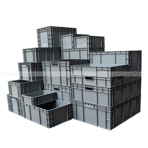 物流箱加厚带盖欧标物流周转箱可堆特大灰色汽配零部件塑料运输箱