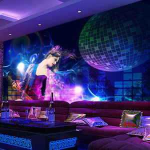 酒吧墙纸性感美女4d壁纸主题房夜总会歌厅3d闪光ktv背景墙壁画