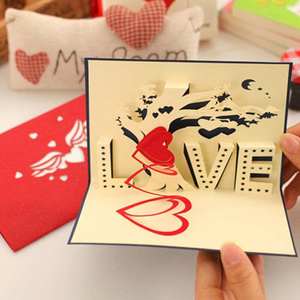 女生礼物 表白卡片 创意纸雕手工卡片表白爱心小贺卡送女友送爱人