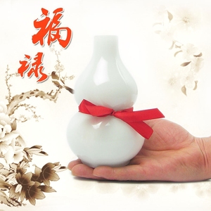 开光白玉葫芦 风水摆件招财 小饰品玉石葫芦白色家居摆设