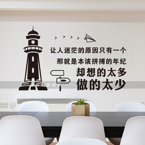 激励标语文化墙贴画企业公司办公室学校教室宿舍励志灯塔创意贴纸