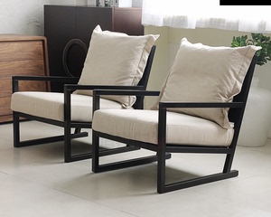新中式实木沙发椅现代简约布艺餐椅单人洽谈椅子酒店客厅会所家具