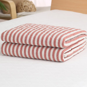 出口日本良品针织棉条纹薄被子夏凉被空调被全棉天竺棉新疆棉清仓