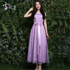 雪妃黛2016夏新款修身雪纺裙淑女长裙连衣裙