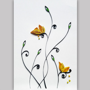 蝴蝶花 衍纸画材料包 花型图纸线稿图 diy手工纸纸条艺术底稿图纸