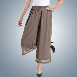 200斤特大码中年女甩裤加肥加大胖妈妈夏季雪纺九分裤阔腿裤薄款