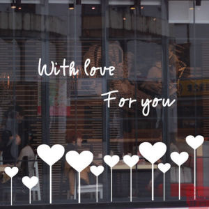 情人节贴纸 玻璃贴橱窗贴窗花窗贴墙贴画珠宝首饰店装饰 爱心草