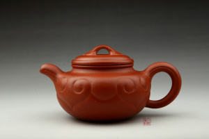 难得成品泥料大师周志云200cc黄龙山原矿老朱泥如意仿古壶紫砂壶