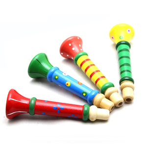 多彩木制小喇叭有声玩具 卡通口哨/小喇叭 儿童益智吹奏玩具/乐器