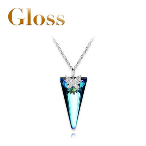 Gloss懿彩 暮光之城项链蓝色三角形水晶 女款日韩七夕情人节礼物
