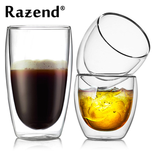 RAZEND/双层隔热玻璃水杯品茶杯透明创意果汁杯咖啡杯子