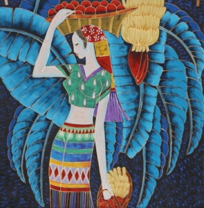 国画云南画派临摹丁绍光重彩人物画装饰四尺斗方现货手绘rdfszx5