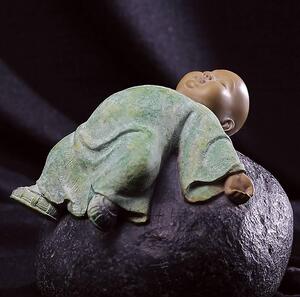 台湾铁丸石小沙弥 林昭发铁丸石 一角禅小和尚 自在(8")