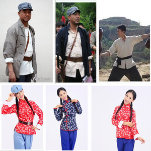 男款游击队武工队表演服民兵演员陕北农民演出服土八路百姓服装女