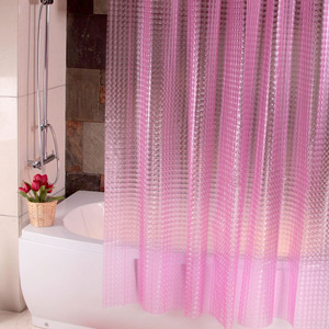 3D立体水晶加厚淋浴帘EVA半透明塑料浴室隔帘门帘防水防霉浴帘布
