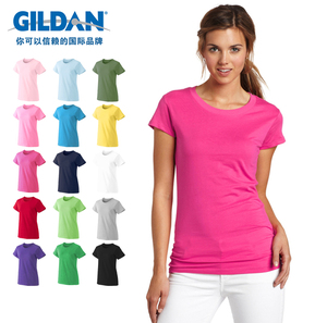 GILDAN76000L 吉尔丹美国纯棉纯色空白圆领短袖T恤女打底衫印字