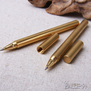 手工制作铜笔 黄铜笔签字笔全金属战术笔中性笔防卫工具 沙丘户外