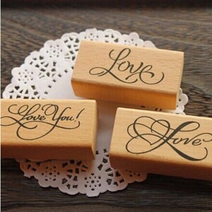 韩国stamphouse艺术字体love木质印章 爱的祝福词 木头印章 3款