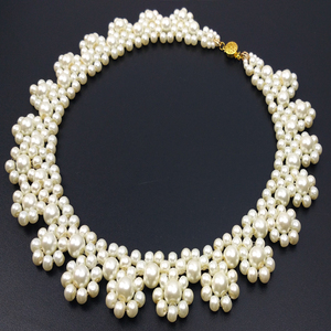 重工串珠珍珠花朵多层短款项链毛衣链保色【下单后开始制作不接急