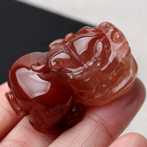 俏颜天然红水晶兔毛貔貅吊坠发晶貔貅挂坠男士红发晶项链饰品礼物