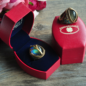 珍藏08S 美国复古风格幸运温度变色宝石 和平反战星空戒指 品牌盒