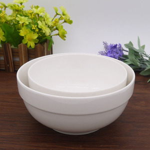 陶瓷餐具 纯白4.5寸港式碗 加厚防烫护边碗 家用米饭碗 大汤碗