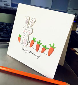 小兔子生日卡(生日贺卡 祝福贺卡 手工贺卡 儿童贺卡 材料包dz3