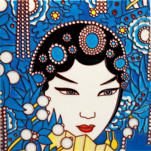 京剧脸谱摆件 手绘瓷板画陶瓷画 中式装饰画 出国礼品生日礼物