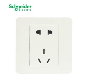 施耐德插座 正品 轻点系列 经典白 开关插座 二三极长间距五孔