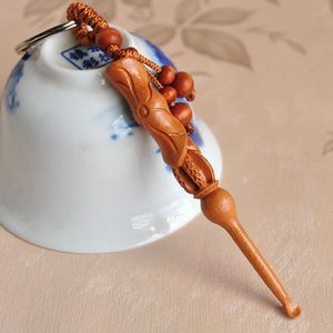 木质桃木雕刻挖耳勺成人掏耳朵工具竹寿星龙头木头钥匙扣挂件饰品