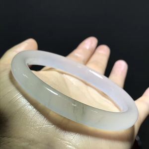 新疆纯天然金丝玉 戈壁玉原石冰种飘翠手镯 天山翠圆条细条手镯