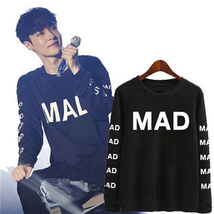 exo三巡张艺兴演唱会同款衣服 原宿宽松学生情侣装字母印花卫衣女