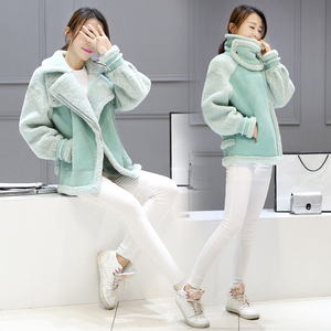 [转卖]2017冬装韩版女装棉衣修身羊羔毛短款大衣女麂皮…马