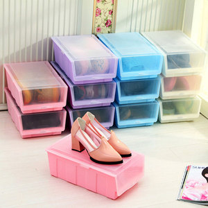 韩式创意塑料鞋盒掀盖开门式储物盒有盖鞋子收纳盒5个装