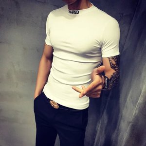 劲男t恤短袖弹力紧身肌肉男健身教练显胸肌腹肌身材贴身衣服上衣