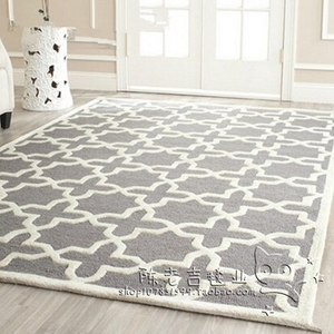 时尚欧式格子现代地毯客厅茶几沙发地毯卧室床边手工腈纶地毯定制