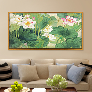 荷花画中式挂画客厅装饰画 沙发背景墙玄关画卧室壁画餐厅画国画