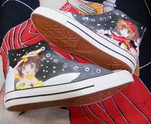百变小樱漫画系带手绘鞋子魔卡少女樱周边帆布鞋日本动漫学生高帮