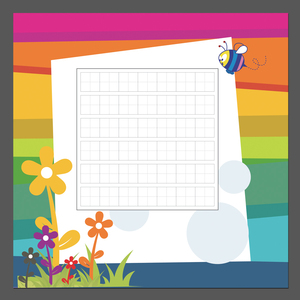 学生硬笔书法练习用纸钢笔创作展览比赛纸卡通田字格纸采蜜图