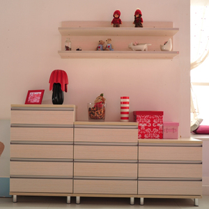 60cm宽三四五斗柜餐边柜储物柜实木颗粒板式铝合金拉手红苹果款