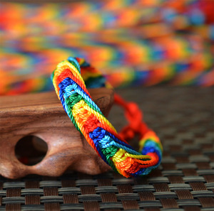 新品 藏式风格 五色线彩绳金刚结手链五彩菩提带男女士均适合