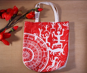 桂锦 民族特色 花山岩画麻质单肩包 独立设计 可折叠便携软布包