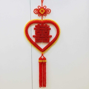 diy手工串珠福字材料包中国结心中喜家居编织客厅制作挂件挂饰