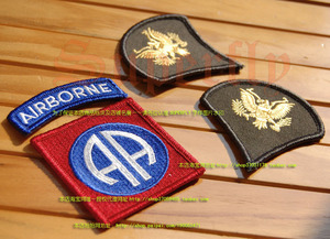 原品美国82空降师彩色刺绣臂章 e-4专业下士军衔套餐m65风衣绝配