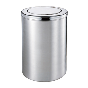 加厚不锈钢垃圾桶全翻盖圆形大号商场立式烟灰缸 港式座地烟灰桶