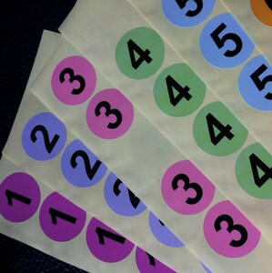 大号数字贴纸 50mm彩色圆形不干胶标签纸 1到100可定制印刷商标