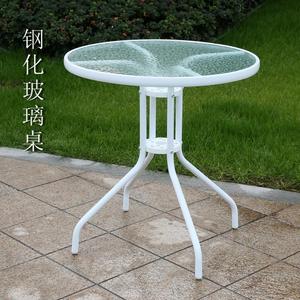 钢化玻璃圆桌 户外休闲洽谈折叠桌椅组合 欧式铁艺餐桌阳台小圆桌