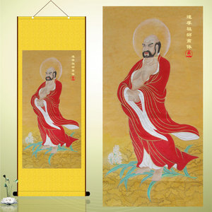 菩提达摩祖师画像丝绸卷轴挂画已装裱国画佛教人物 特价销售 包邮