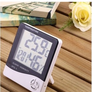 电子数字干湿室内高精度温湿度计家用台式温度表带闹钟HTC-1