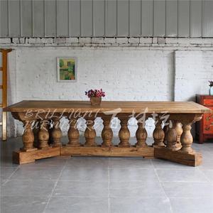 百林檀 老榆木餐桌创意12人欧式餐桌时尚大桌子实木 复古定做家具